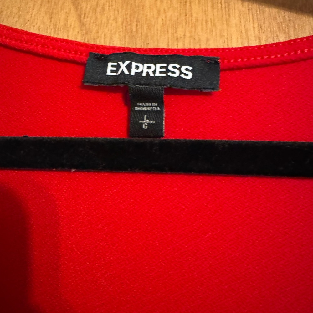 Express Red Ruffle Sleeve Top - Picture 2 of 4